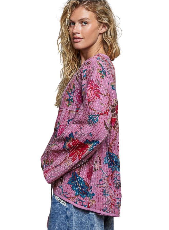 Floral Quilted Cardigan Jacket