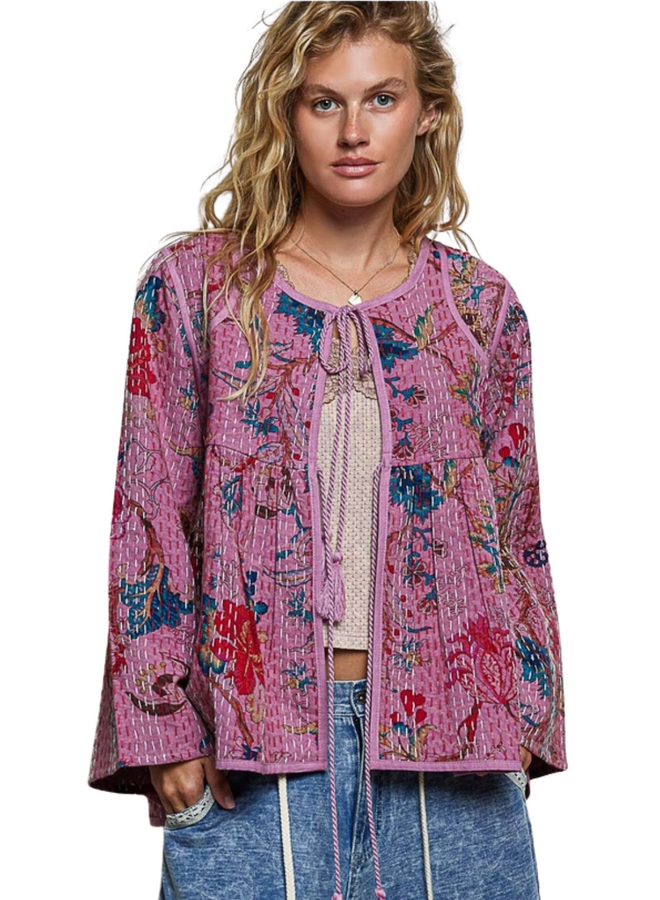 Floral Quilted Cardigan Jacket