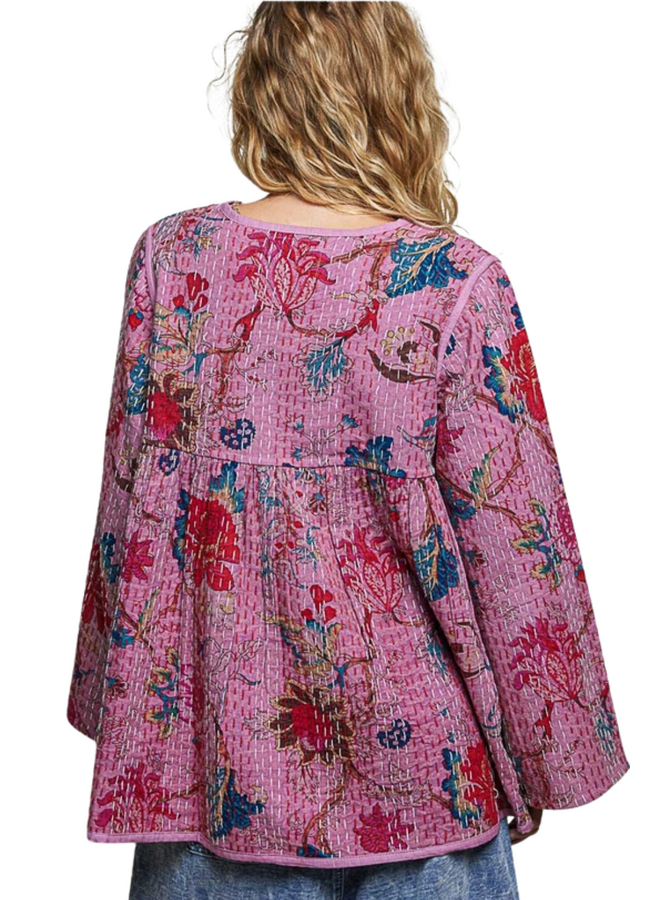Floral Quilted Cardigan Jacket