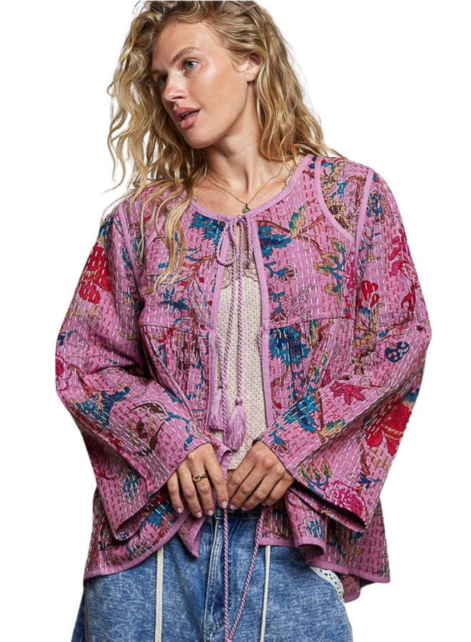 Floral Quilted Cardigan Jacket