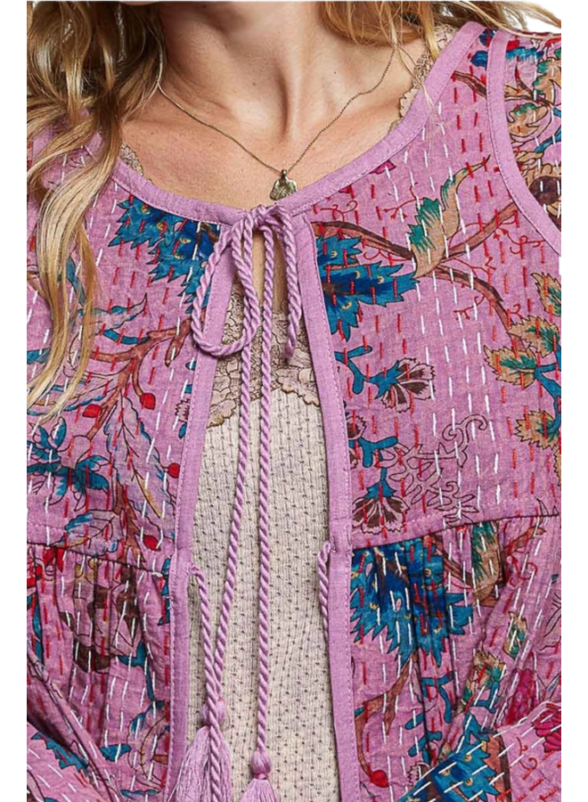 Floral Quilted Cardigan Jacket