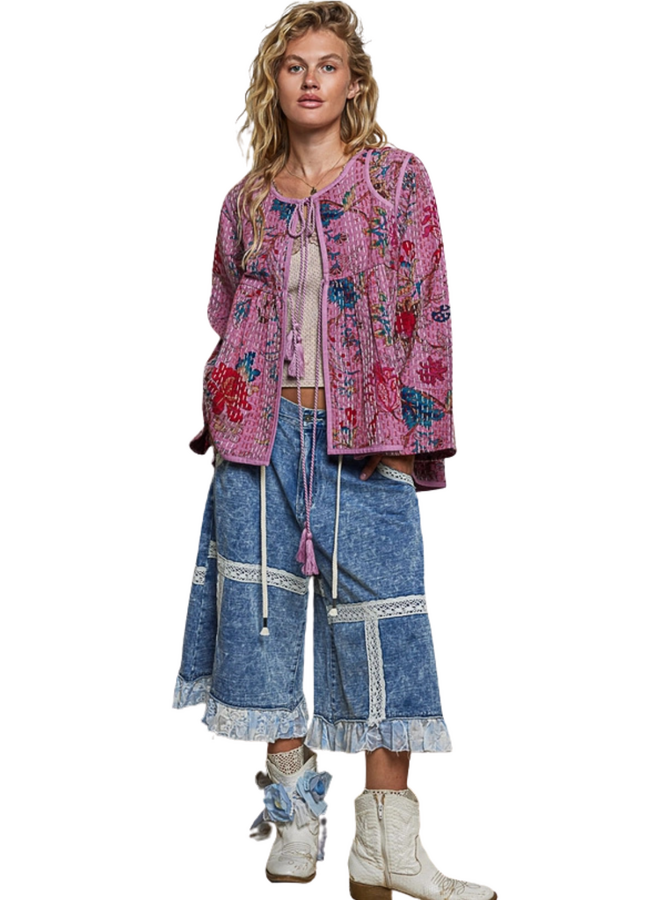 Floral Quilted Cardigan Jacket