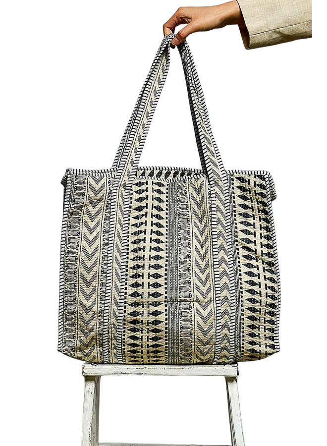Boho Print Woven Tote Bag