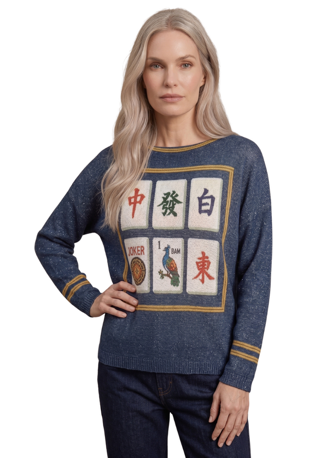 Mahjong Me Sweater In Navy