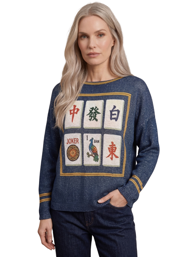Mahjong Me Sweater In Navy