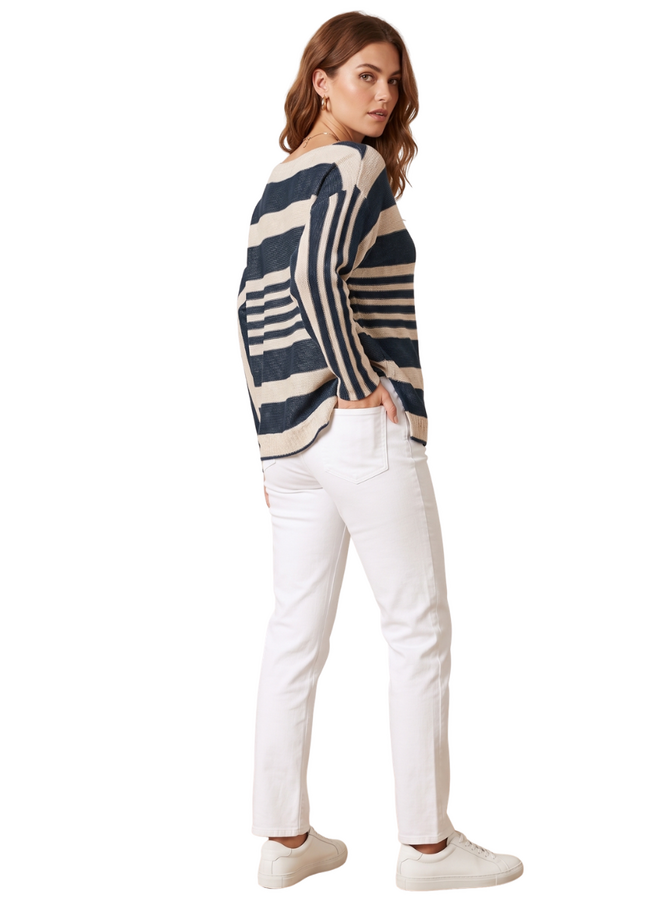 Navy Stripe Lightweight Sweater