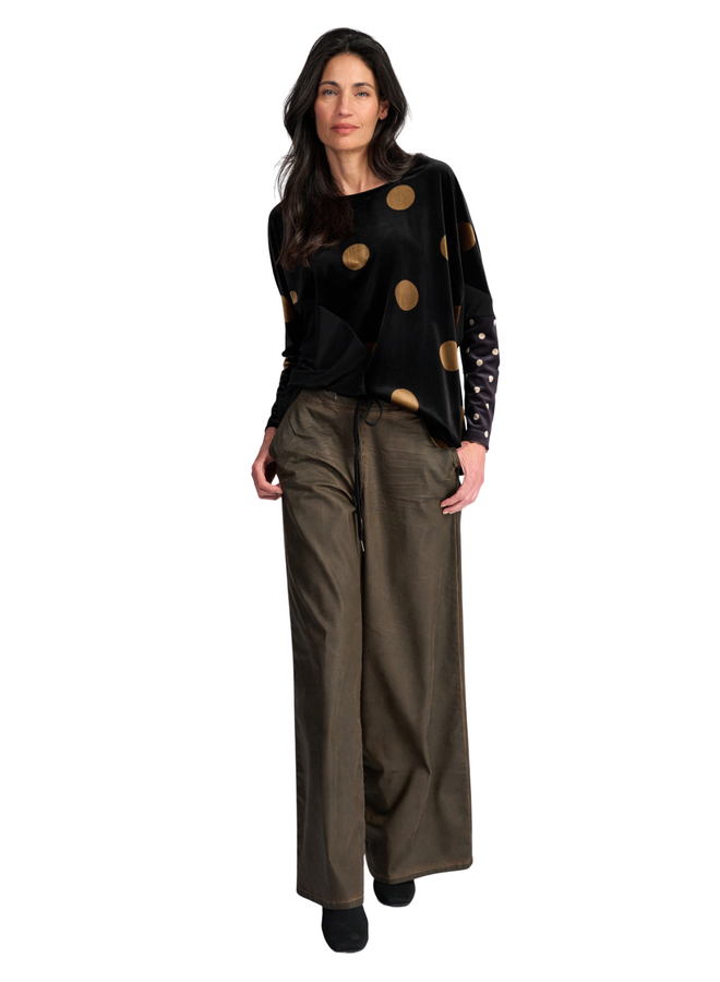 Alembika Pinstripe Wide Leg Jeans in Hickory Brown