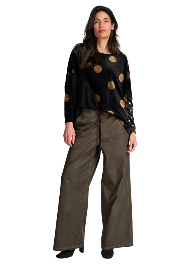 Alembika Pinstripe Wide Leg Jeans in Hickory Brown
