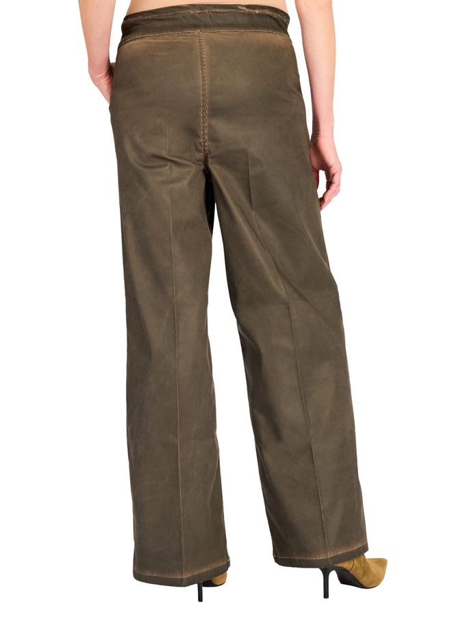 Alembika Pinstripe Wide Leg Jeans in Hickory Brown
