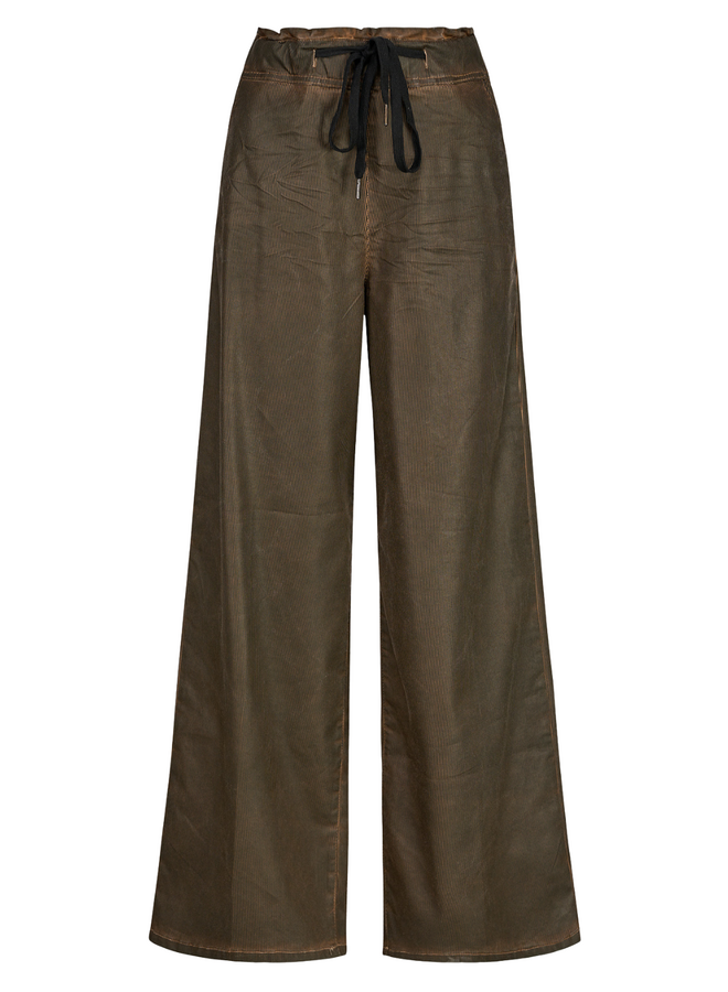 Alembika Pinstripe Wide Leg Jeans in Hickory Brown
