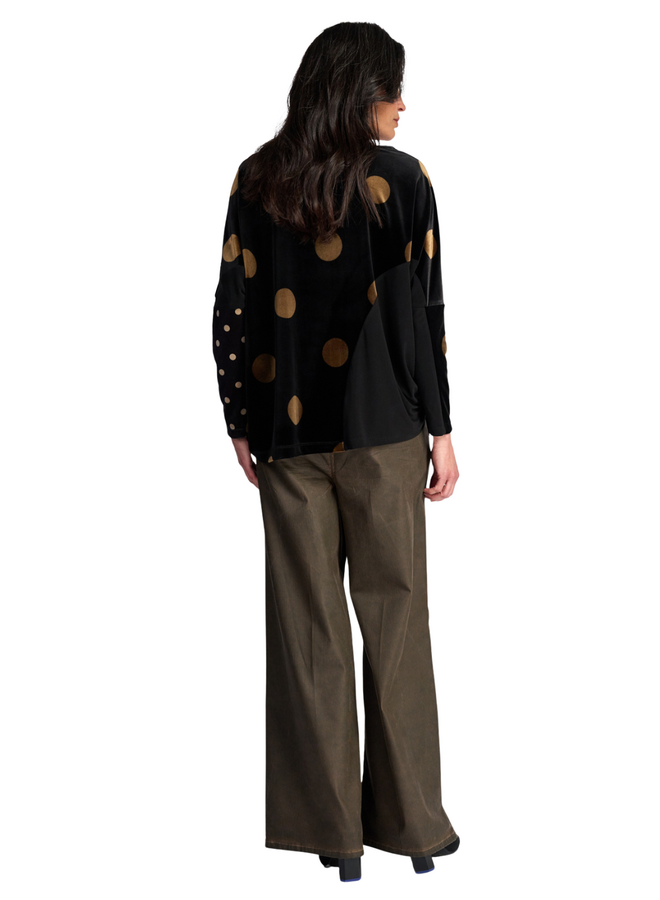Alembika Pinstripe Wide Leg Jeans in Hickory Brown