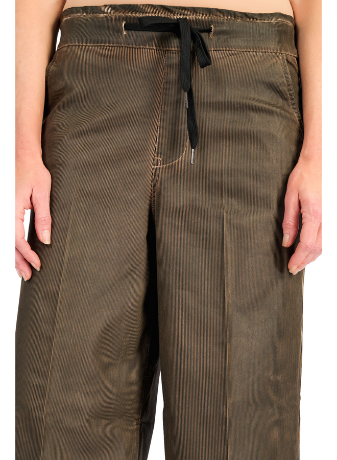 Alembika Pinstripe Wide Leg Jeans in Hickory Brown