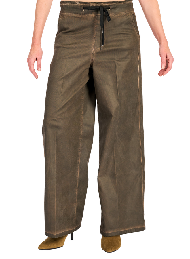 Alembika Pinstripe Wide Leg Jeans in Hickory Brown