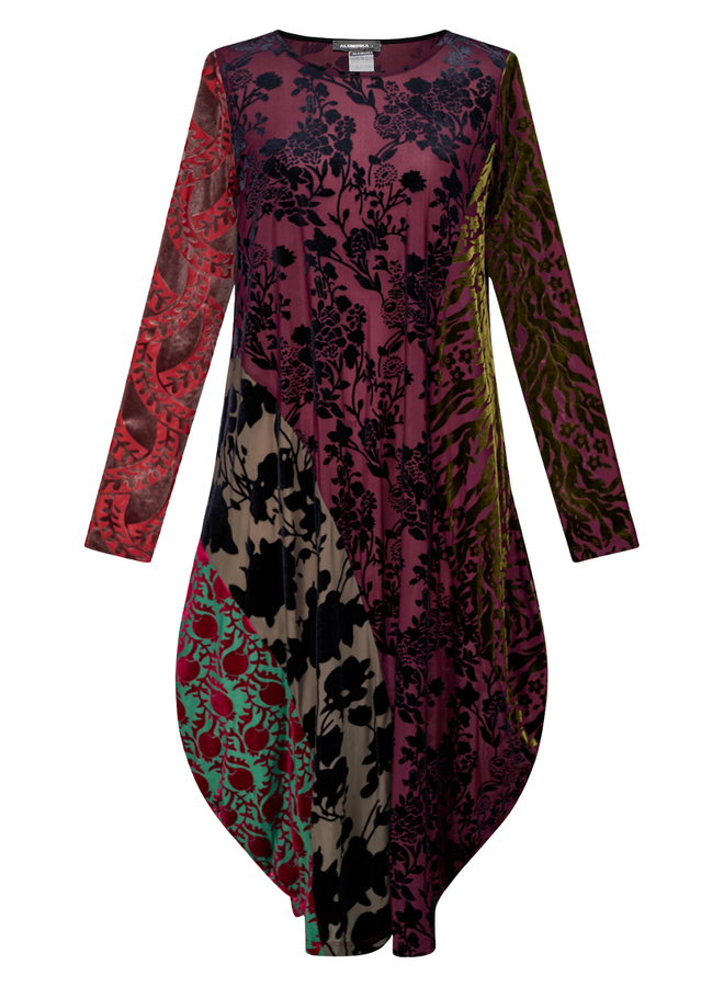 Alembika Duchess Draped Velvet Dress in Regal Jewel