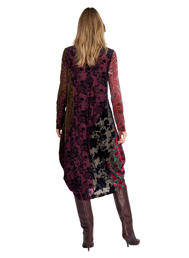 Alembika Duchess Draped Velvet Dress in Regal Jewel