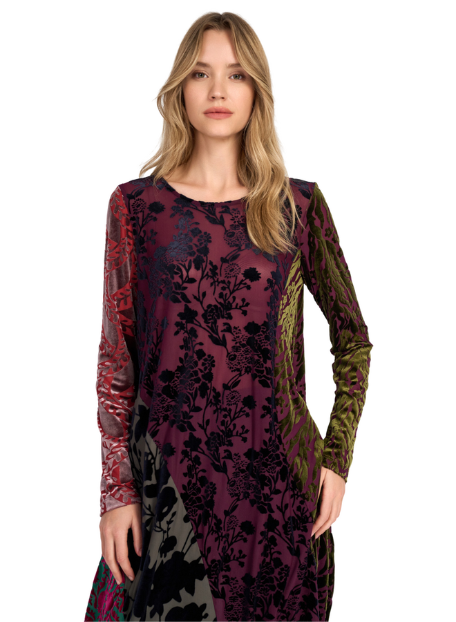 Alembika Duchess Draped Velvet Dress in Regal Jewel