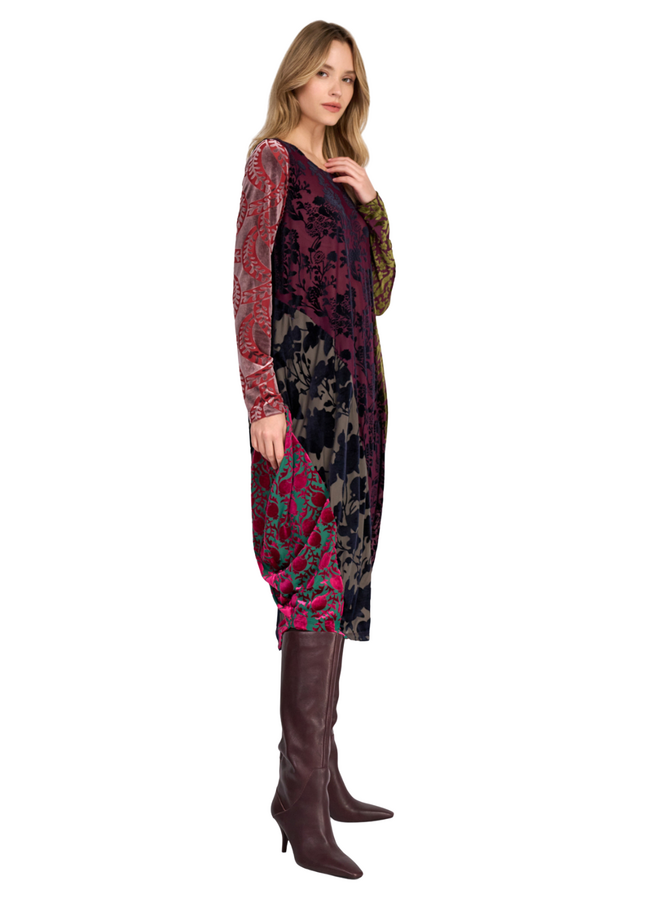 Alembika Duchess Draped Velvet Dress in Regal Jewel
