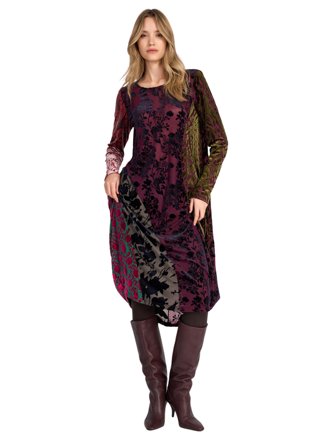 Alembika Duchess Draped Velvet Dress in Regal Jewel