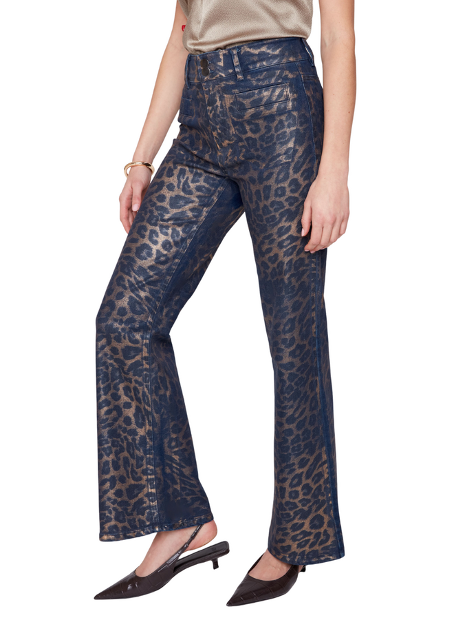 Renuar Metallic Leopard Bootleg Jeans in Copper