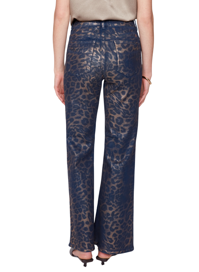 Renuar Metallic Leopard Bootleg Jeans in Copper