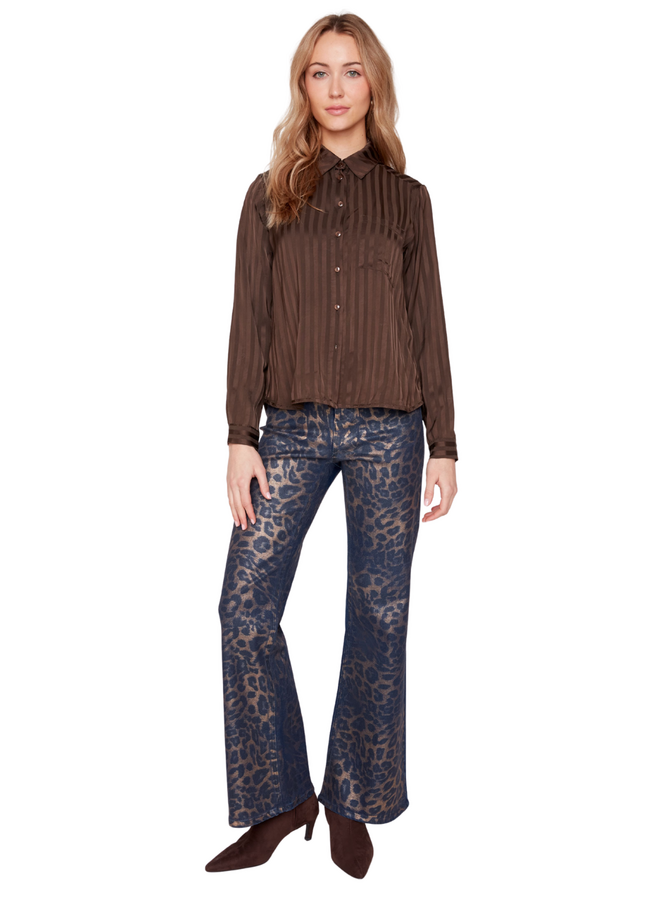 Renuar Metallic Leopard Bootleg Jeans in Copper