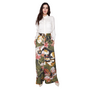 Renuar Satin Peony Wide Leg Pant in Olive