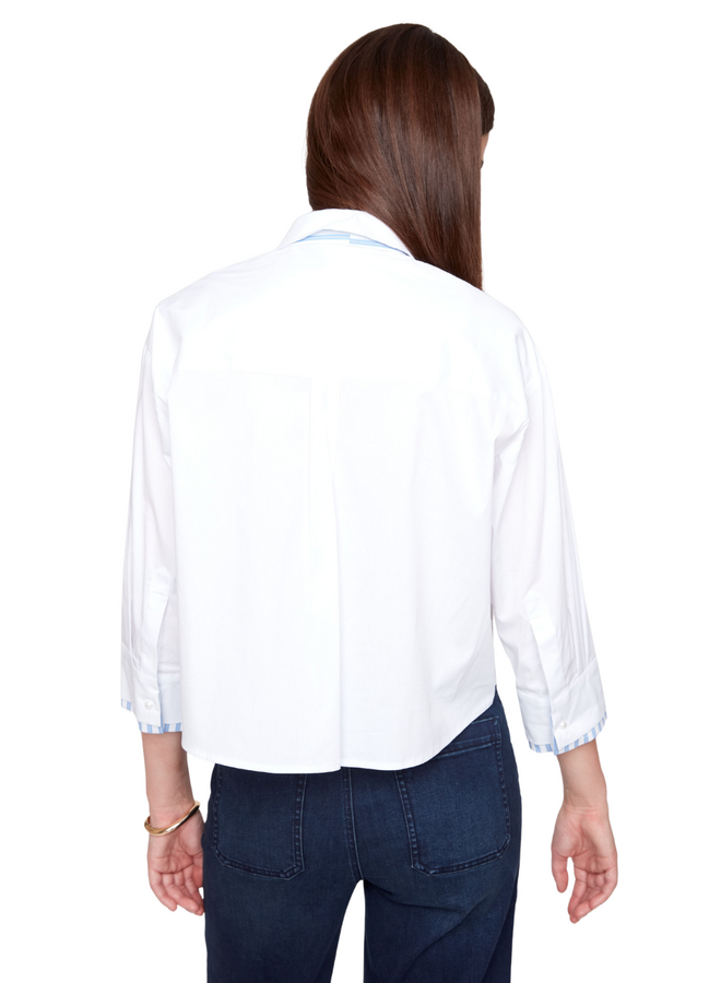 Renuar Stripe Tie Blouse in White
