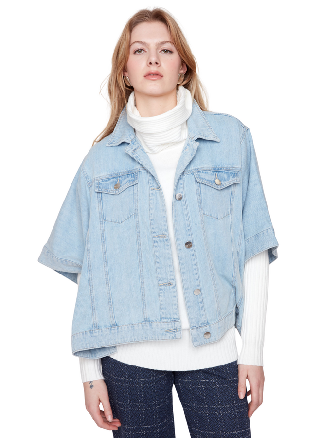 Renuar Denim Jacket Poncho in Blue Wash