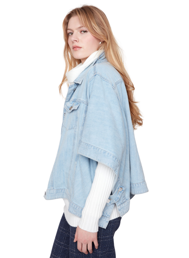 Renuar Denim Jacket Poncho in Blue Wash