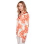 Renuar Lux Satin Floral Blouse in Orange