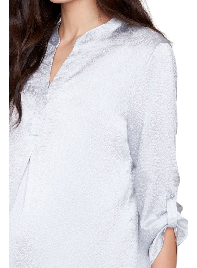 Renuar V-Neck Pebble Blouse in Platinum