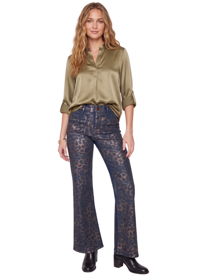 Renuar V-Neck Pebble Blouse in Storm