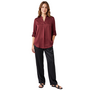 Renuar V-Neck Pebble Blouse in Cabernet