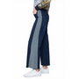 Renuar Wide Leg Fringed Side Panel Jean in Dark Indigo