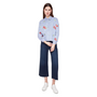 Renuar Fringed Denim Cropped Wide Leg Pant in Dark Indigo