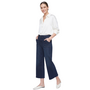 Renuar Fringed Denim Cropped Wide Leg Pant in Dark Indigo
