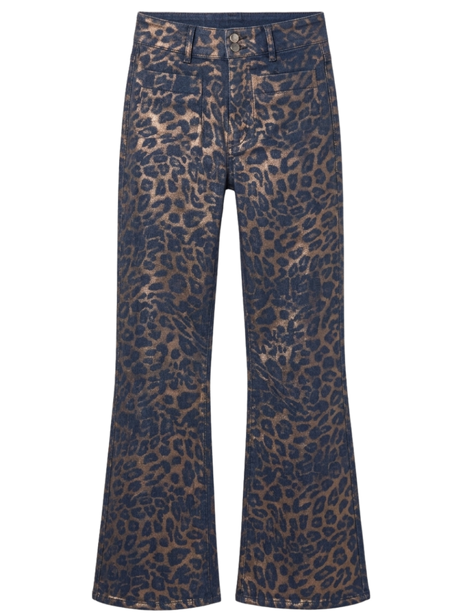 Renuar Metallic Leopard Bootleg Jeans in Copper