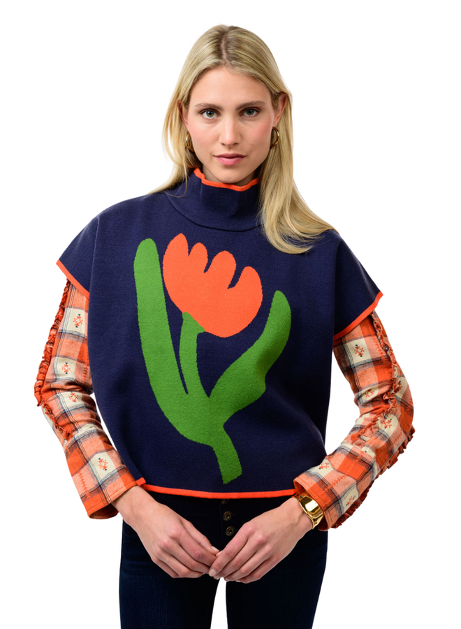 Ivy Jane Tulip Popover Sweater in Navy