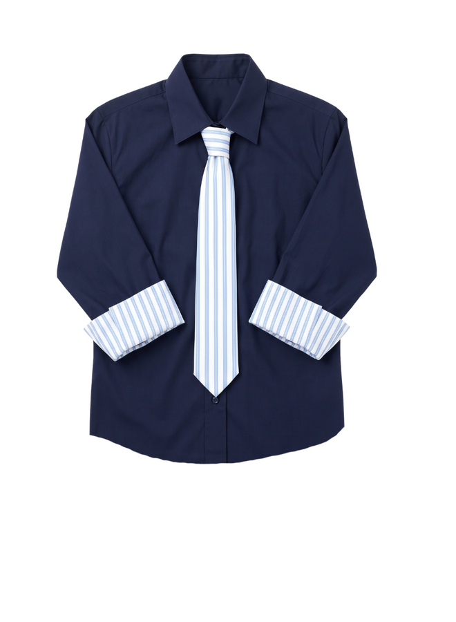 Renuar Stripe Tie Blouse in New Midnight