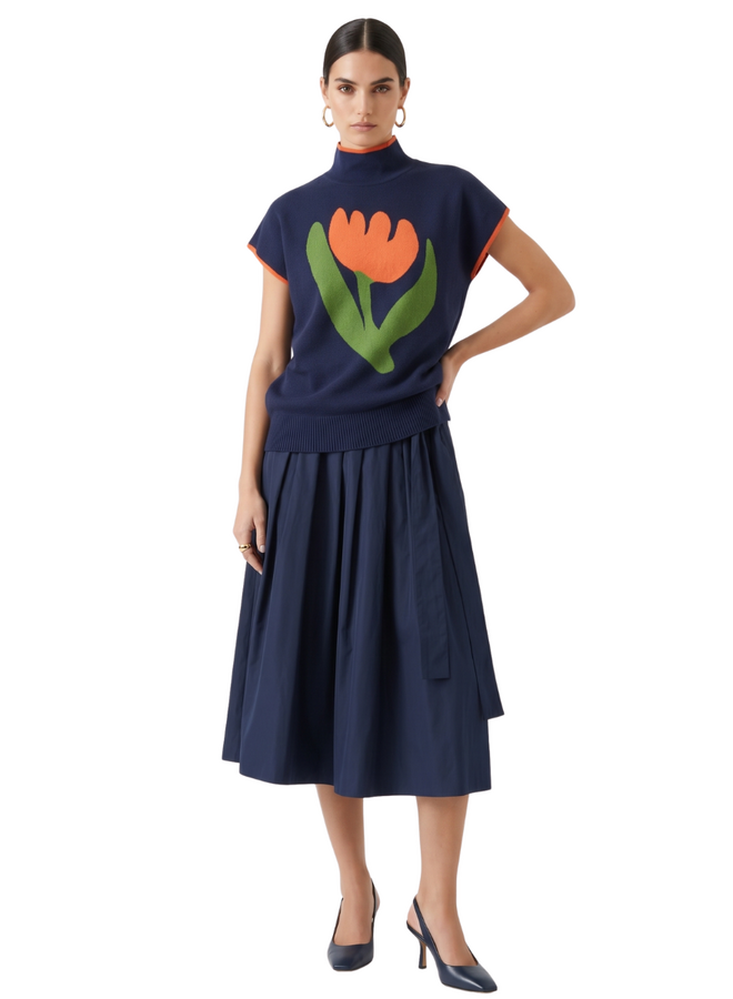 Ivy Jane Tulip Popover Sweater in Navy