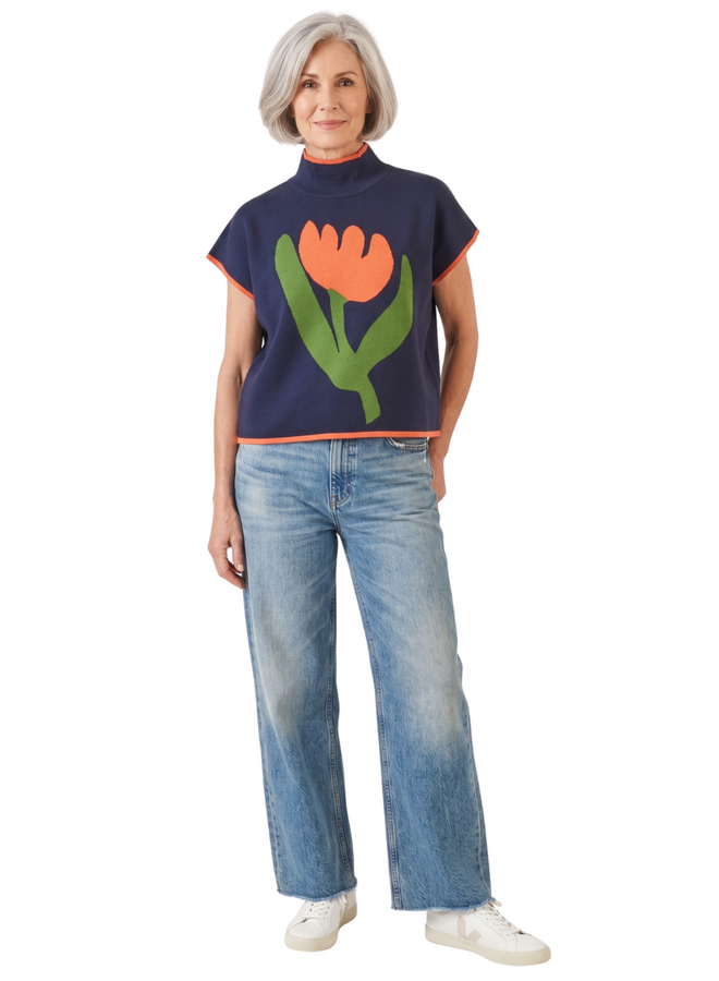 Ivy Jane Tulip Popover Sweater in Navy