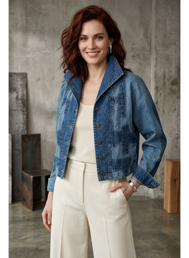 Cynthia Ashby Pilot Jacket in Classic Denim