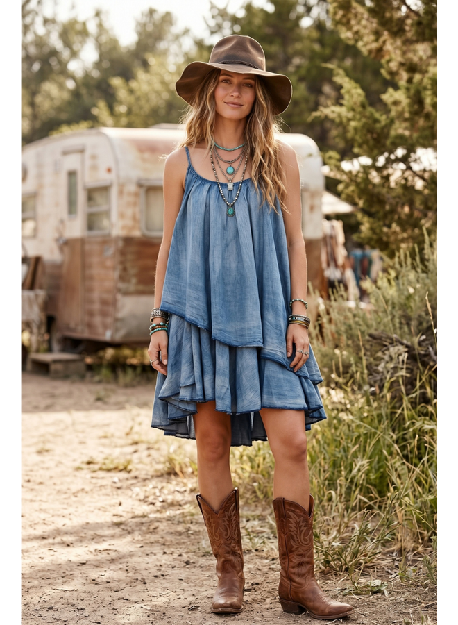 Jaded Gypsy Prairie Sky Dress in Chambray