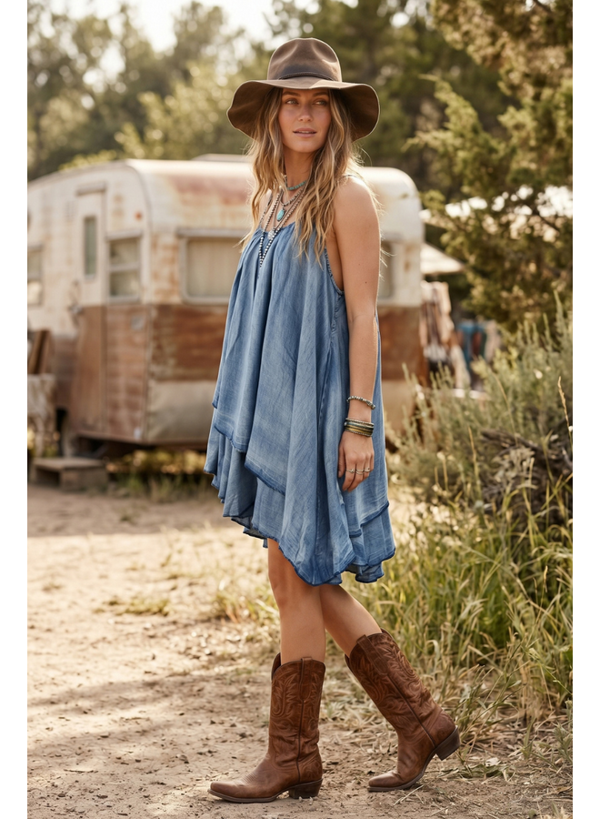 Jaded Gypsy Prairie Sky Dress in Chambray