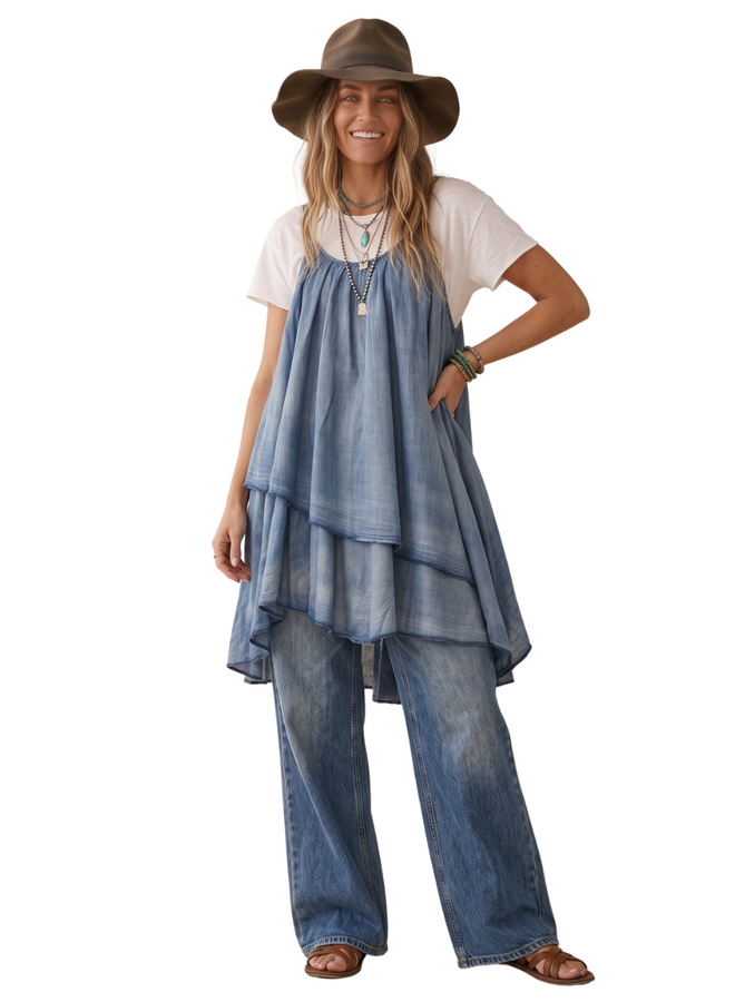 Jaded Gypsy Prairie Sky Dress in Chambray