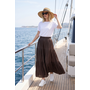 Terra Tiered Crinkle Maxi Skirt in Coffee