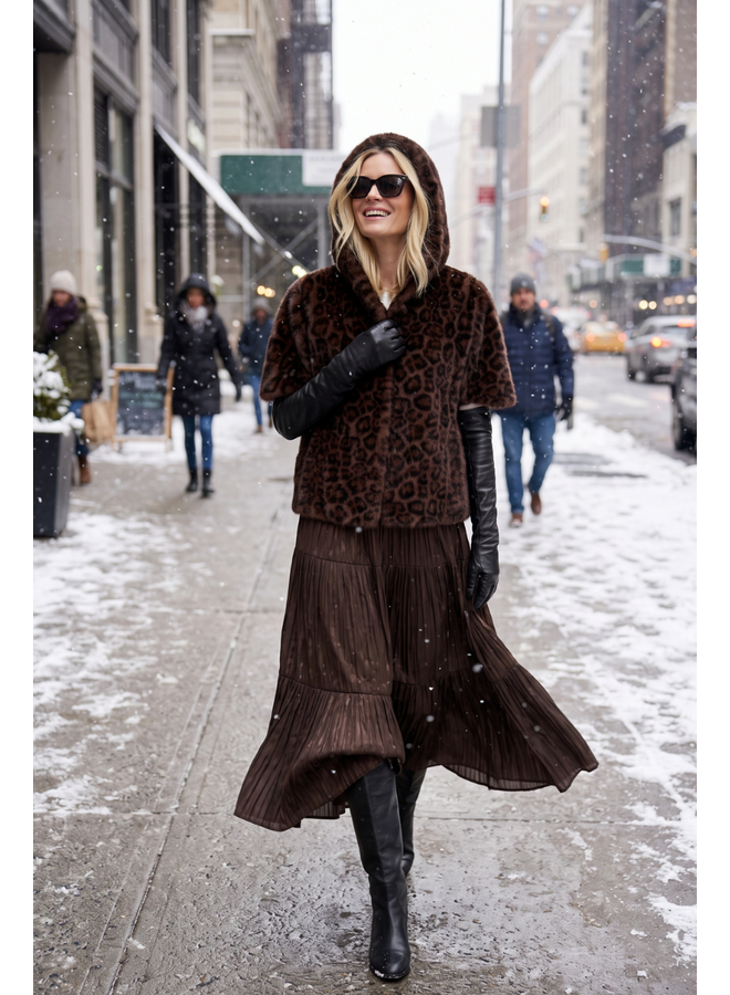 Terra Tiered Crinkle Maxi Skirt in Coffee
