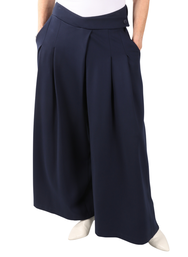 Ozai Wide Leg Pleated Trouser in Blue