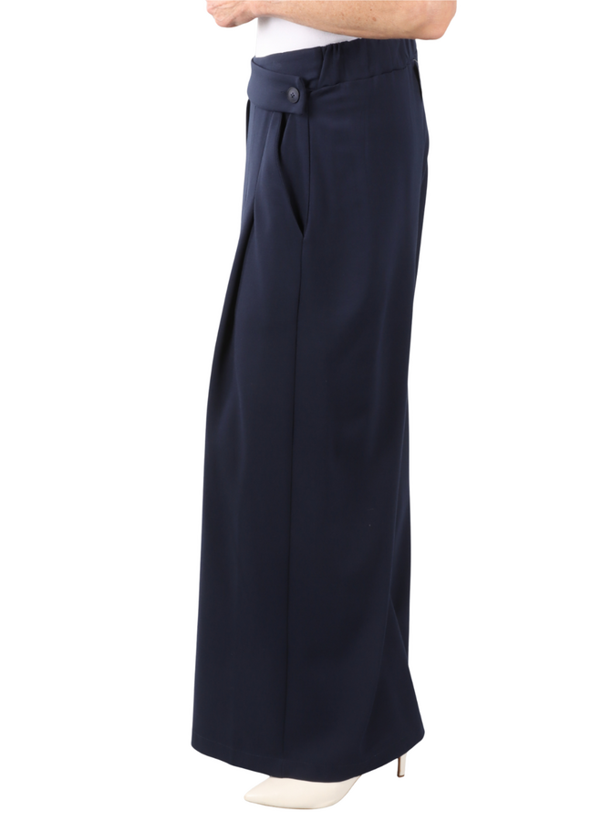 Ozai Wide Leg Pleated Trouser in Blue