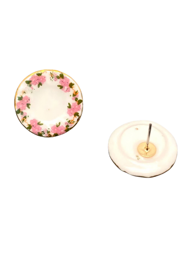 Ceramic Plate Stud Earrings